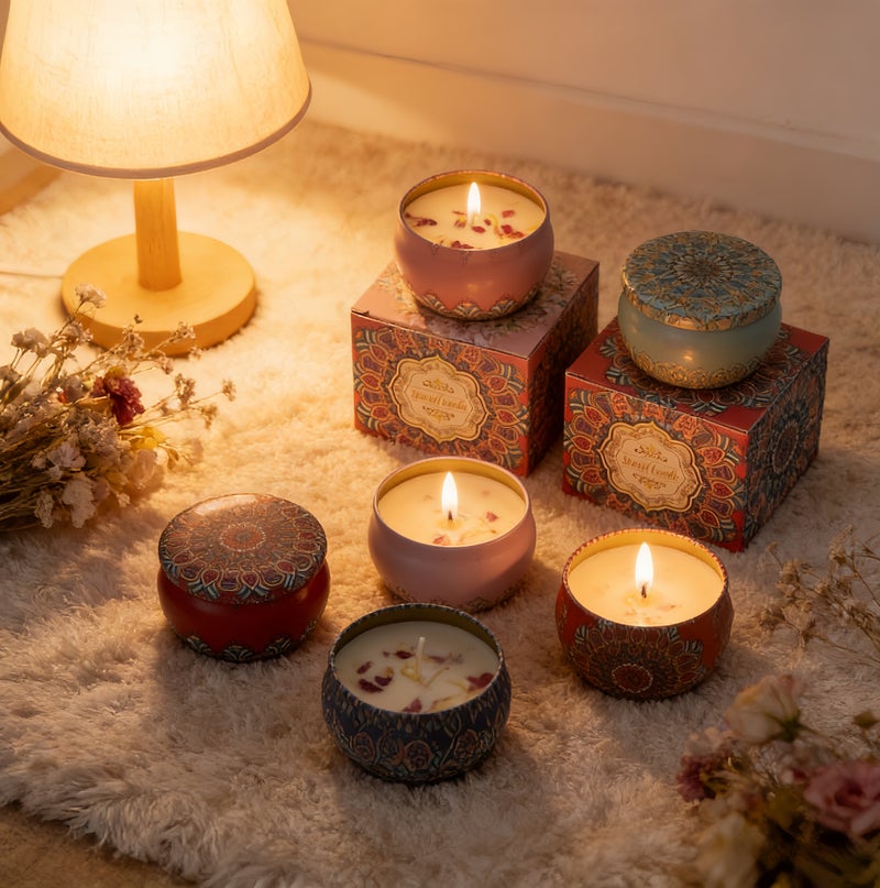 LUMYA 4 Pack Scented Candles Gift Set, Aromatherapy Candles, Various Fragrances Jar Candles, Natual Soy Candles Gifts for Anniversary, Birthday, Mother's Day,15 Hours Duration per Candle, Relaxing Stress Relief Aroma Home Best Gift for Women, Smokeless Relaxing Candles for Home Bath Yoga Meditation（Rose Lavender Jasmine Bluebell） - Image 3
